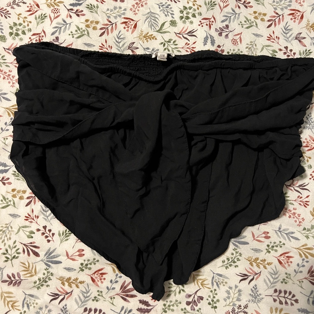 Aerie Black cropped top with adjustable front tie.